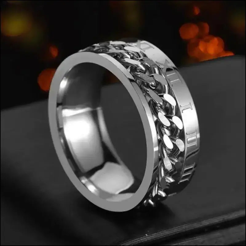 Cool Stainless Steel Rotatable Spinner Ring for Men & Women – High-Quality Chain Punk Jewelry Party or Gift - Men/Women