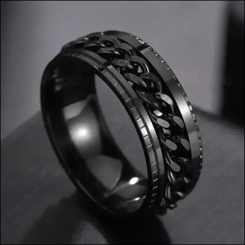 Cool Stainless Steel Rotatable Spinner Ring for Men & Women – High-Quality Chain Punk Jewelry Party or Gift - Men/Women