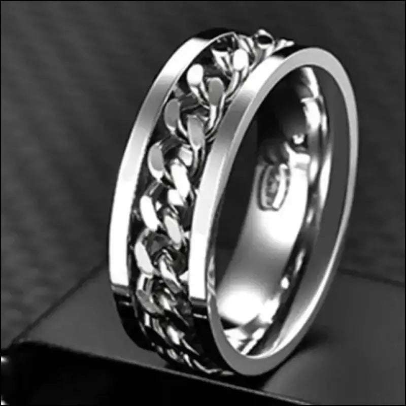Cool Stainless Steel Rotatable Spinner Ring for Men & Women – High-Quality Chain Punk Jewelry Party or Gift - Men/Women
