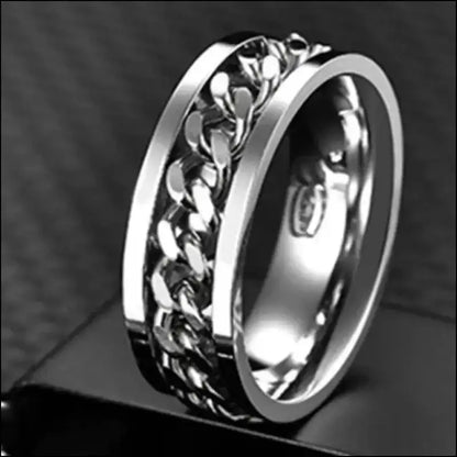 Cool Stainless Steel Rotatable Spinner Ring for Men & Women – High-Quality Chain Punk Jewelry Party or Gift - Men/Women