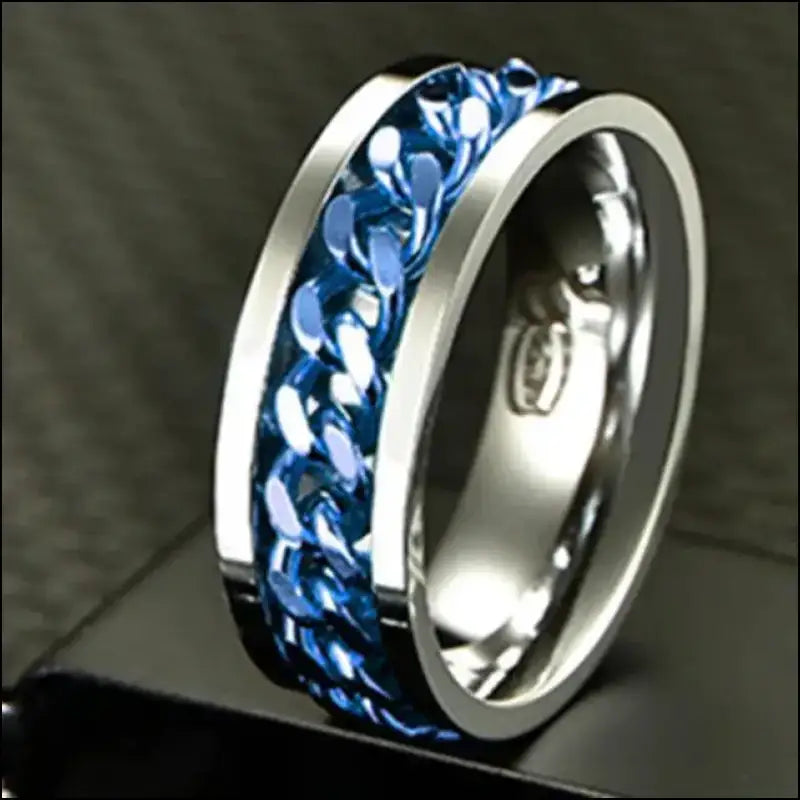 Cool Stainless Steel Rotatable Spinner Ring for Men & Women – High-Quality Chain Punk Jewelry Party or Gift - Men/Women