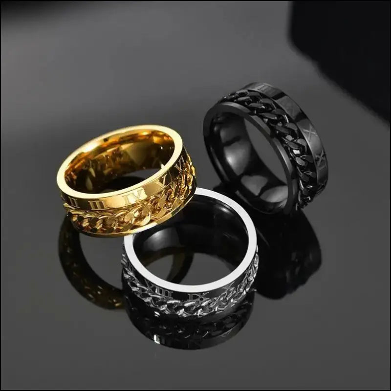 Cool Stainless Steel Rotatable Spinner Ring for Men & Women – High-Quality Chain Punk Jewelry Party or Gift - Men/Women