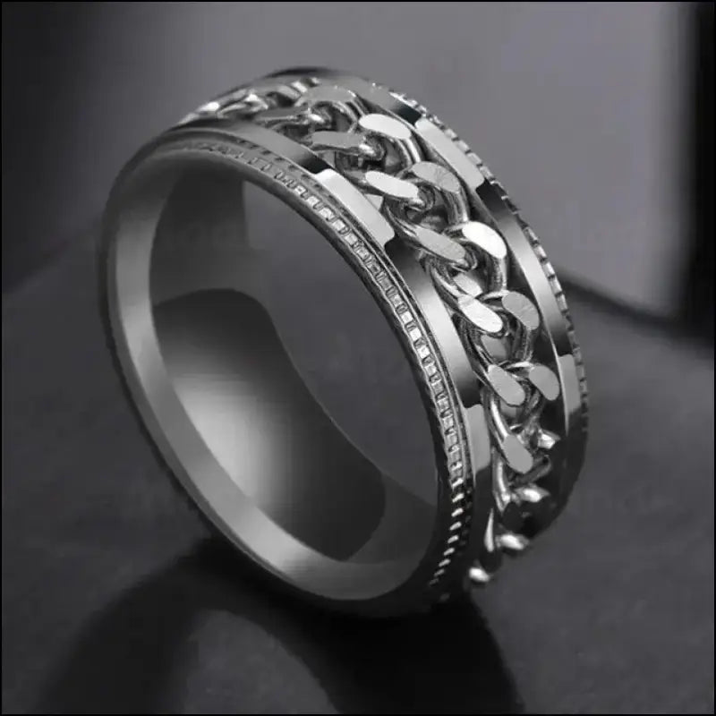 Cool Stainless Steel Rotatable Spinner Ring for Men & Women – High-Quality Chain Punk Jewelry Party or Gift - Men/Women