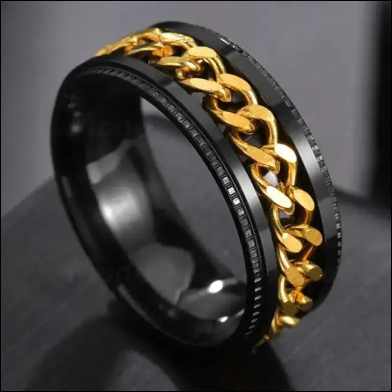 Cool Stainless Steel Rotatable Spinner Ring for Men & Women – High-Quality Chain Punk Jewelry Party or Gift - Men/Women