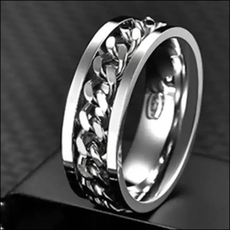 Cool Stainless Steel Rotatable Spinner Ring for Men & Women – High-Quality Chain Punk Jewelry Party or Gift - Men/Women