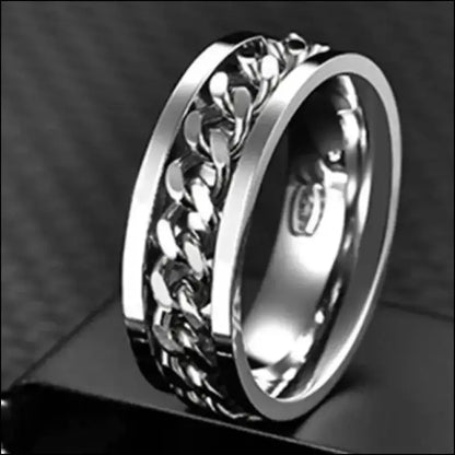 Cool Stainless Steel Rotatable Spinner Ring for Men & Women – High-Quality Chain Punk Jewelry Party or Gift - Men/Women