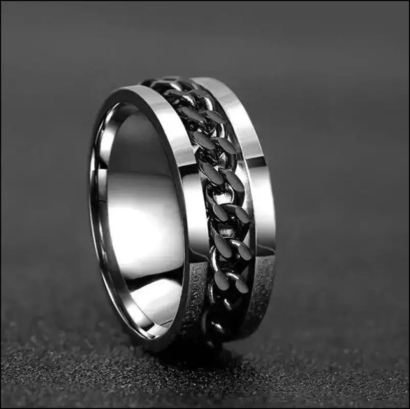Cool Stainless Steel Rotatable Spinner Ring for Men & Women – High-Quality Chain Punk Jewelry Party or Gift - Men/Women