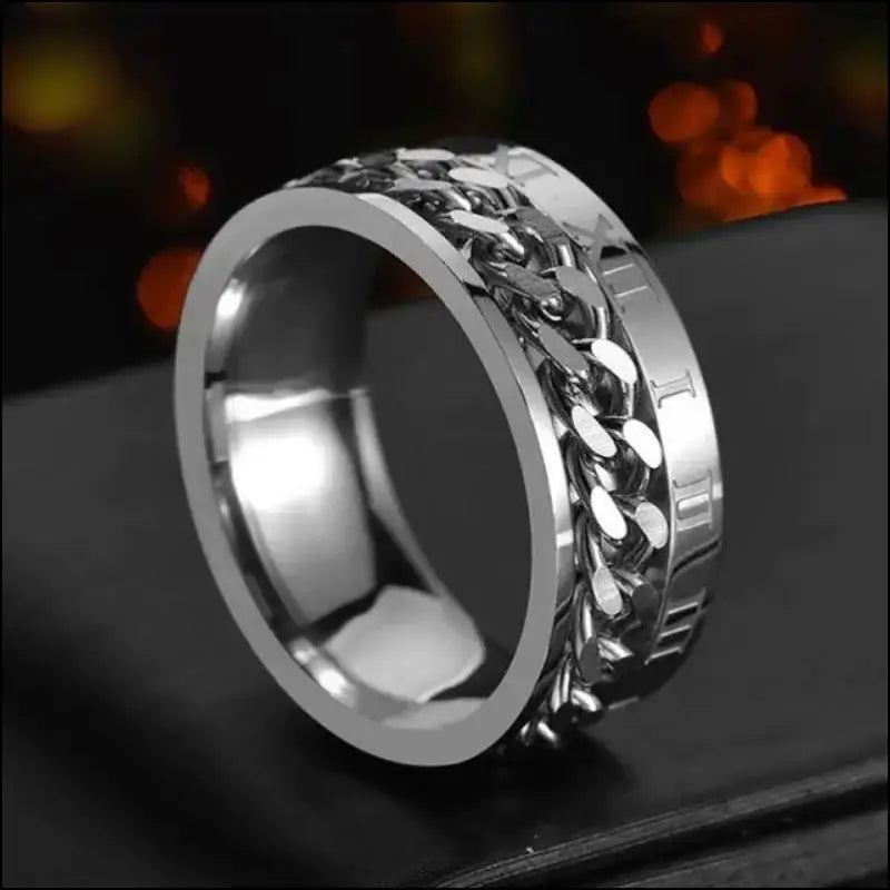 Cool Stainless Steel Rotatable Spinner Ring for Men & Women – High-Quality Chain Punk Jewelry Party or Gift - Men/Women
