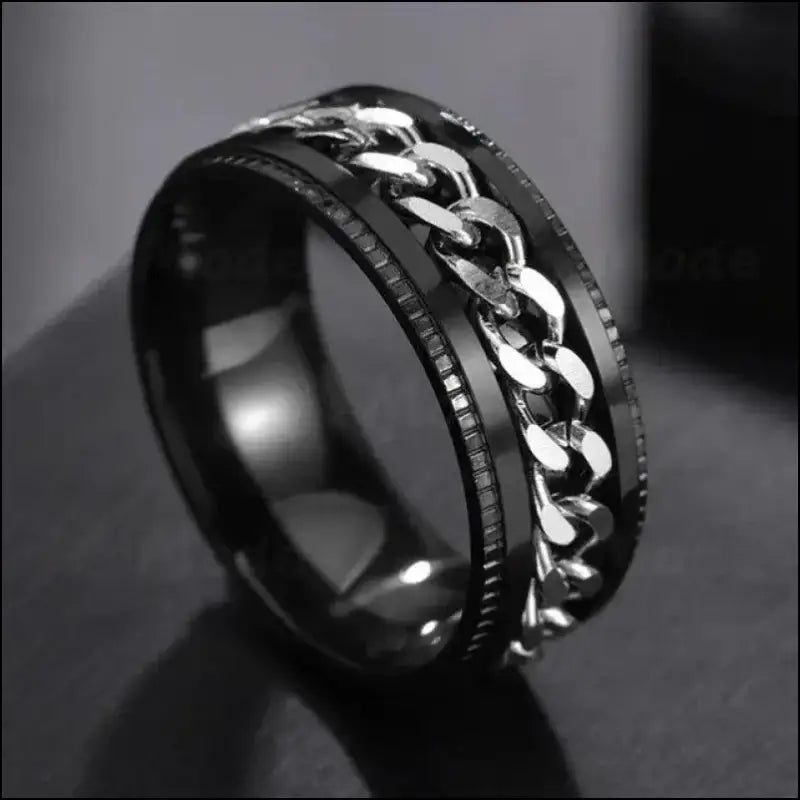 Cool Stainless Steel Rotatable Spinner Ring for Men & Women – High-Quality Chain Punk Jewelry Party or Gift - Men/Women