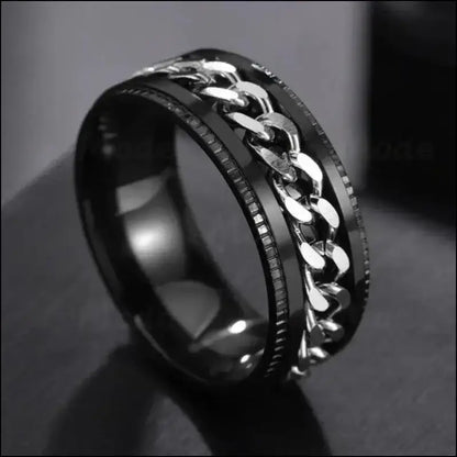 Cool Stainless Steel Rotatable Spinner Ring for Men & Women – High-Quality Chain Punk Jewelry Party or Gift - Men/Women