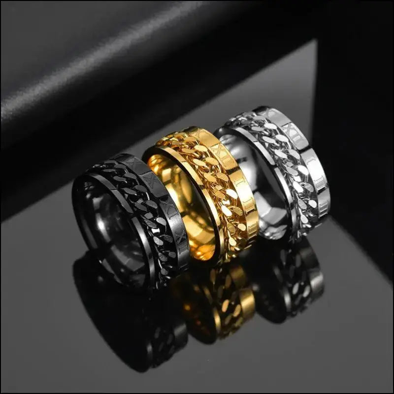 Cool Stainless Steel Rotatable Spinner Ring for Men & Women – High-Quality Chain Punk Jewelry Party or Gift - Men/Women