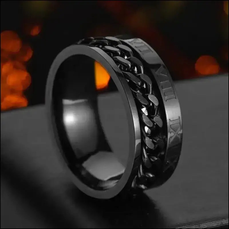 Cool Stainless Steel Rotatable Spinner Ring for Men & Women – High-Quality Chain Punk Jewelry Party or Gift - Men/Women