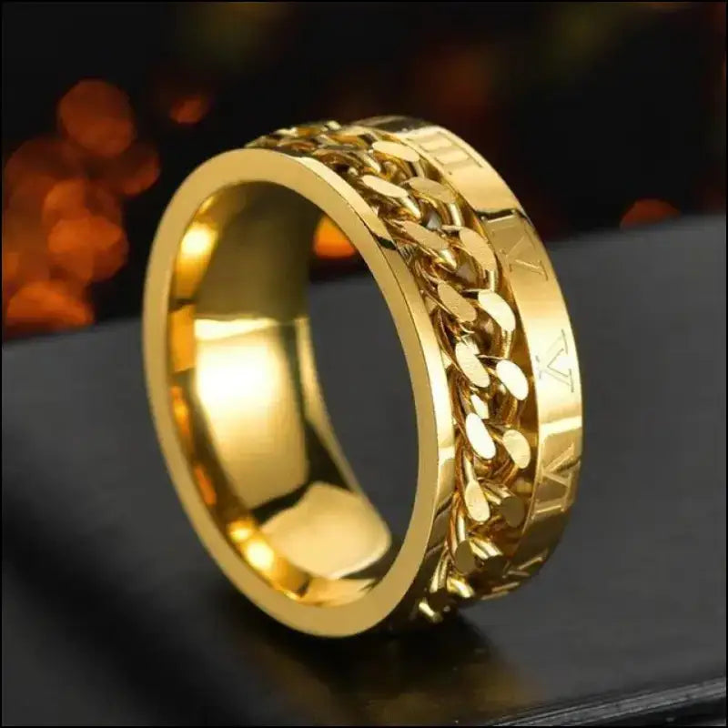 Cool Stainless Steel Rotatable Spinner Ring for Men & Women – High-Quality Chain Punk Jewelry Party or Gift - Men/Women