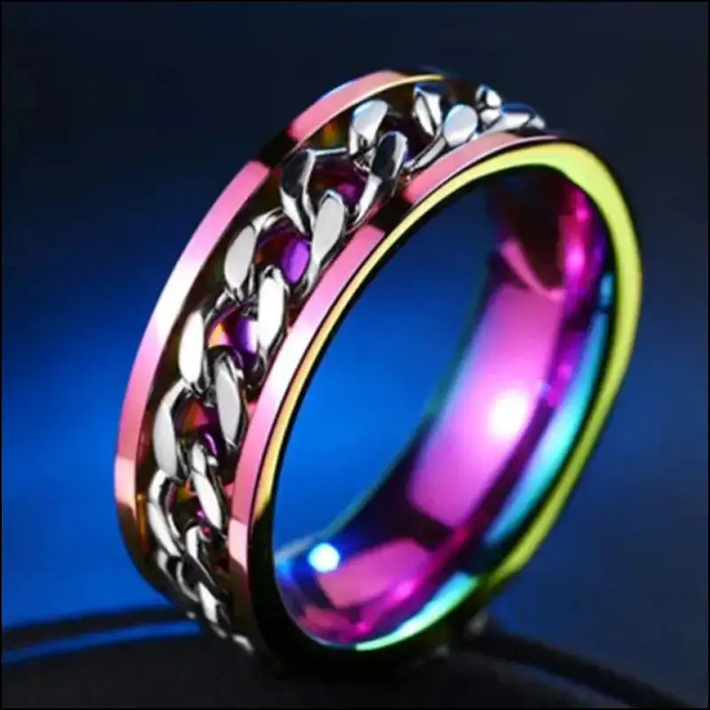 Cool Stainless Steel Rotatable Spinner Ring for Men & Women – High-Quality Chain Punk Jewelry Party or Gift - Men/Women