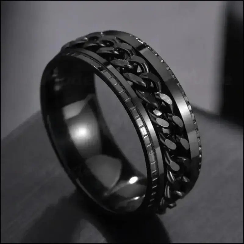 Cool Stainless Steel Rotatable Spinner Ring for Men & Women – High-Quality Chain Punk Jewelry Party or Gift - 7