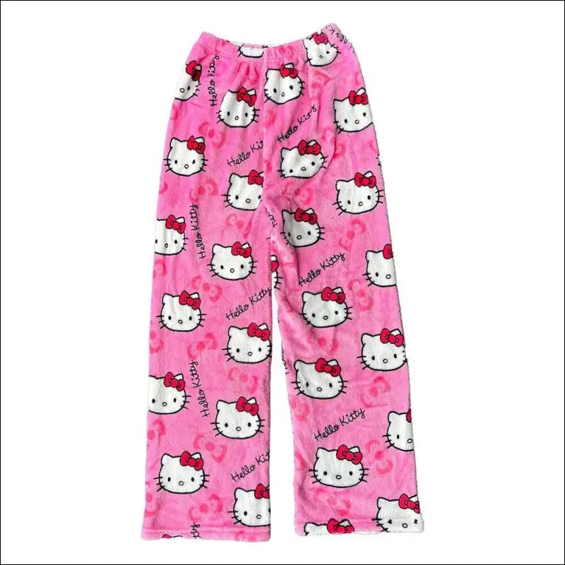 ’Cozy Up in Style: Hello Kitty Black Flannel Pajamas for Women – Warm Woolen & Perfect Autumn/Winter!’ - 4 / L