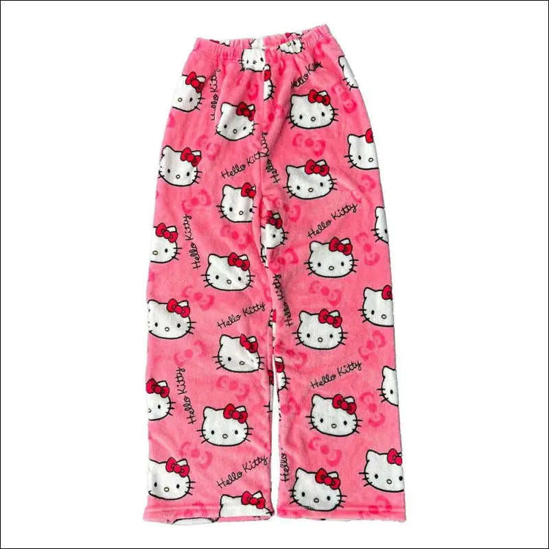 ’Cozy Up in Style: Hello Kitty Black Flannel Pajamas for Women – Warm Woolen & Perfect Autumn/Winter!’ - women