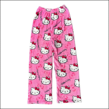 ’Cozy Up in Style: Hello Kitty Black Flannel Pajamas for Women – Warm Woolen & Perfect Autumn/Winter!’ - women