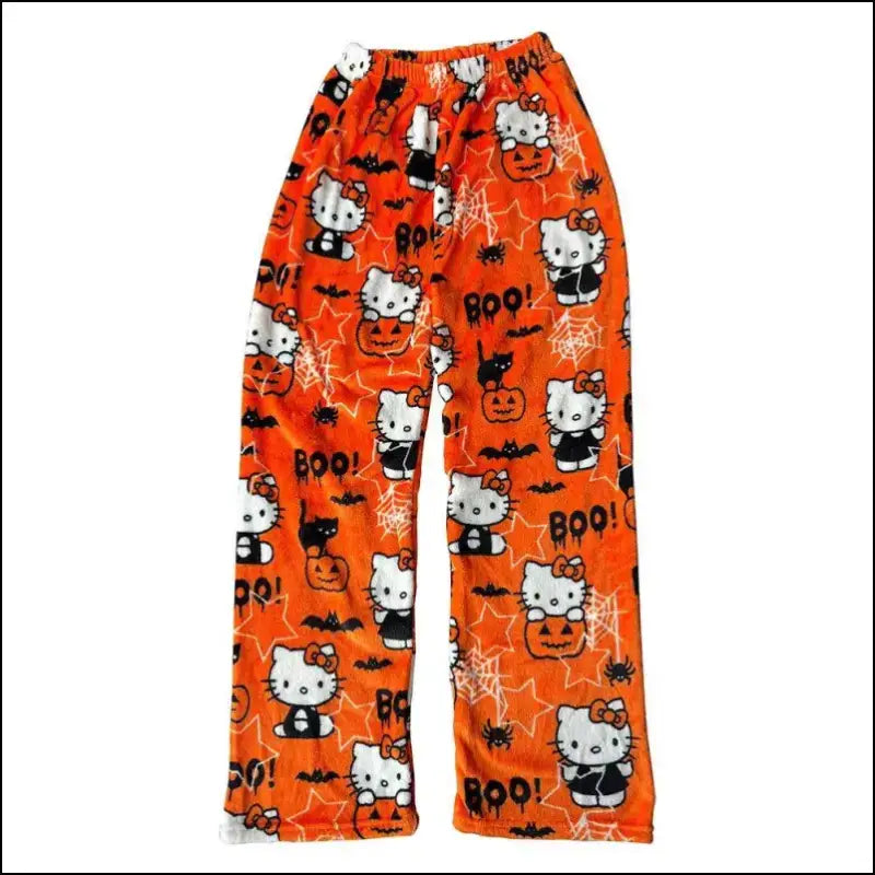 ’Cozy Up in Style: Hello Kitty Black Flannel Pajamas for Women – Warm Woolen & Perfect Autumn/Winter!’ - women