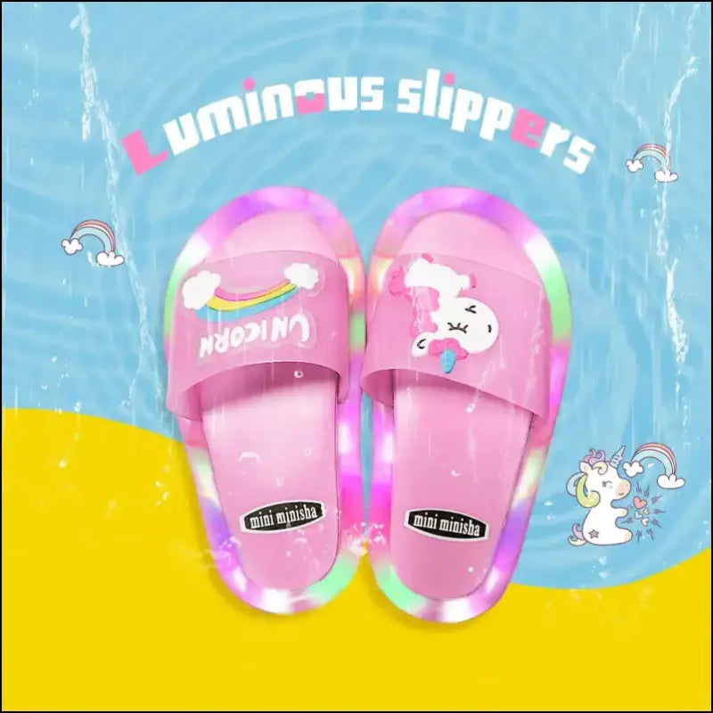 ’Cute Cartoon Animal Slippers for Kids | Lighted Fashion Boys & Girls | Comfortable Toddler Bathroom Sandals | Fun