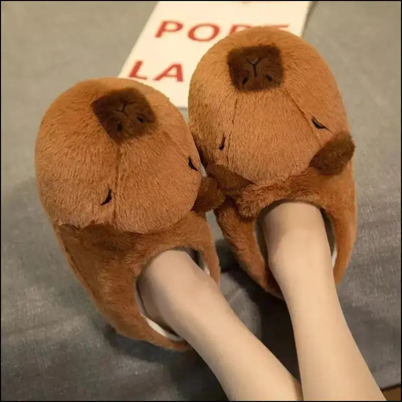 Cute Cartoon Capybara Cotton Slippers | Half Wrap Heel Home Soft Non-slip Warm Breathable Indoor Plush Shoes | Couple