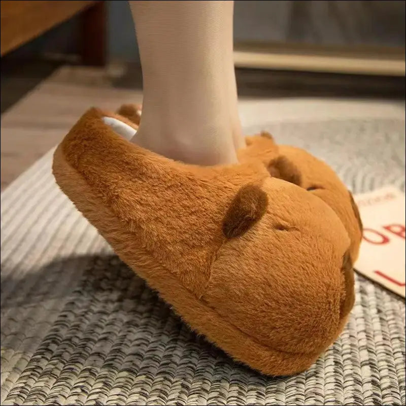 Cute Cartoon Capybara Cotton Slippers | Half Wrap Heel Home Soft Non-slip Warm Breathable Indoor Plush Shoes | Couple
