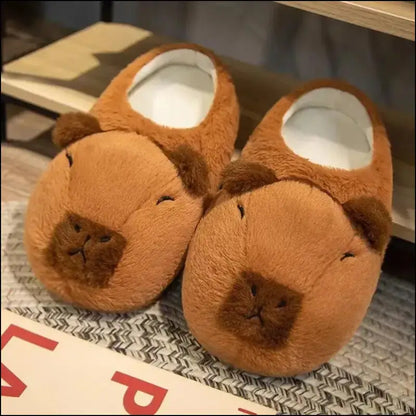 Cute Cartoon Capybara Cotton Slippers | Half Wrap Heel Home Soft Non-slip Warm Breathable Indoor Plush Shoes | Couple