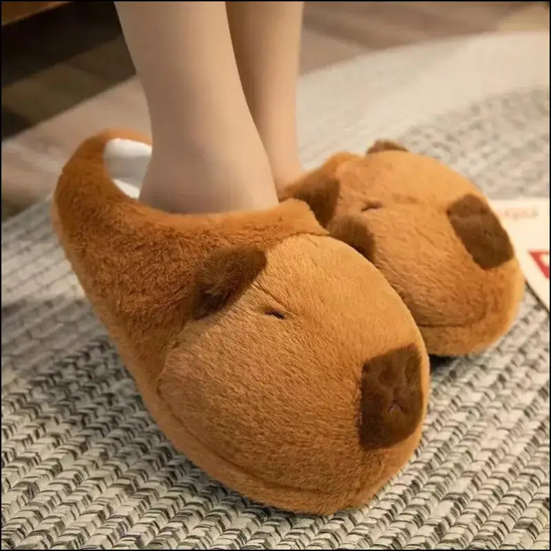 Cute Cartoon Capybara Cotton Slippers | Half Wrap Heel Home Soft Non-slip Warm Breathable Indoor Plush Shoes | Couple