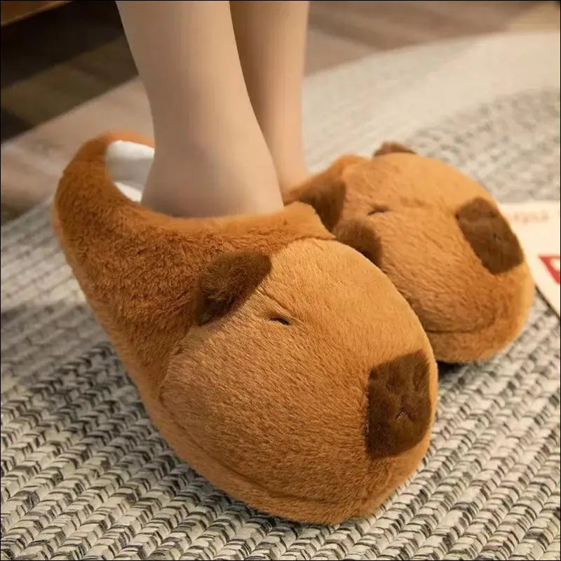 Cute Cartoon Capybara Cotton Slippers | Half Wrap Heel Home Soft Non-slip Warm Breathable Indoor Plush Shoes | Couple