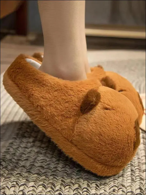 Cute Cartoon Capybara Cotton Slippers | Half Wrap Heel Home Soft Non-slip Warm Breathable Indoor Plush Shoes | Couple