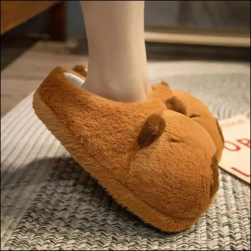 Cute Cartoon Capybara Cotton Slippers | Half Wrap Heel Home Soft Non-slip Warm Breathable Indoor Plush Shoes | Couple
