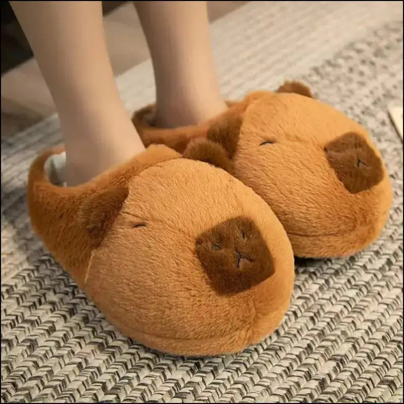 Cute Cartoon Capybara Cotton Slippers | Half Wrap Heel Home Soft Non-slip Warm Breathable Indoor Plush Shoes | Couple