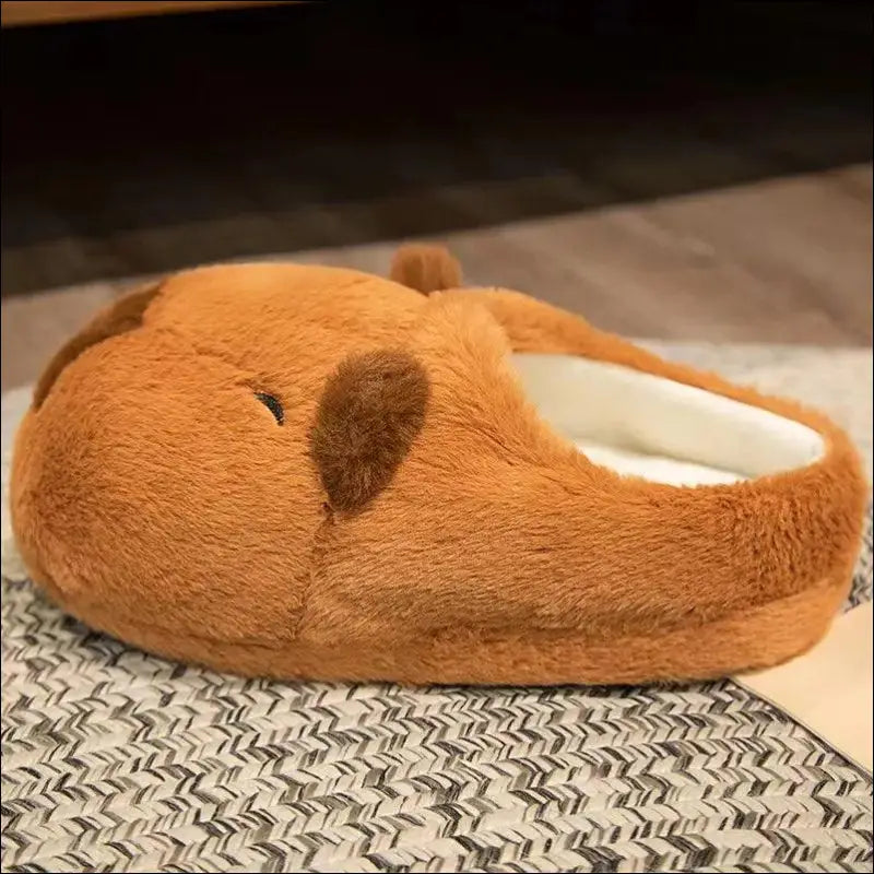 Cute Cartoon Capybara Cotton Slippers | Half Wrap Heel Home Soft Non-slip Warm Breathable Indoor Plush Shoes | Couple