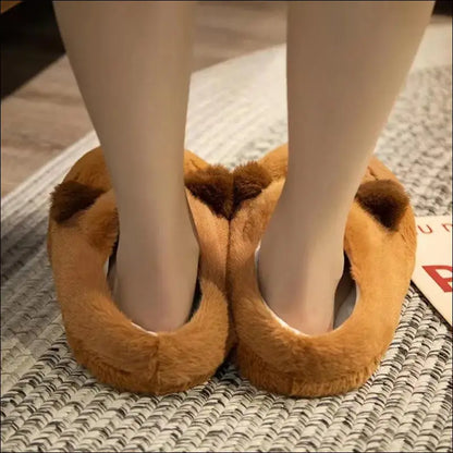 Cute Cartoon Capybara Cotton Slippers | Half Wrap Heel Home Soft Non-slip Warm Breathable Indoor Plush Shoes | Couple
