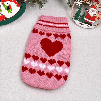 Cute Cat Sweater Costume - Winter Warm Pet Clothes for Cats Sphynx Pullover Cozy Apparel Gatos & Mascotas - Pink Love