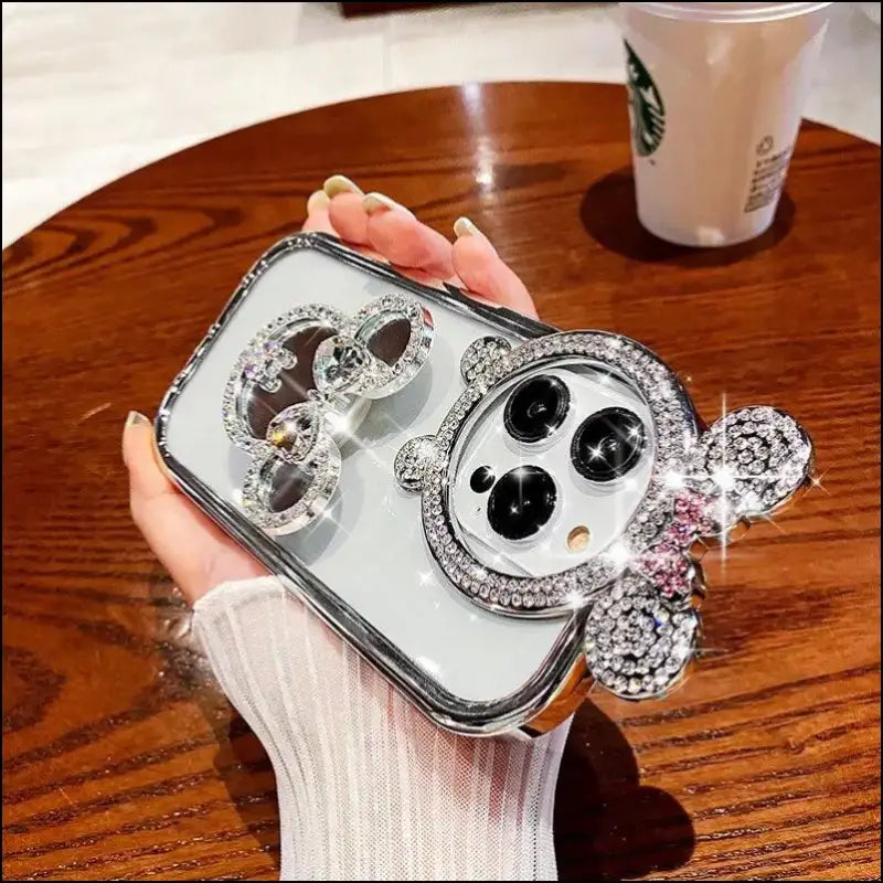 Cute Soft Cover Phone Case for iPhone 16 15 Pro Max with Cartoon Stand Holder 14 13 Camera Protection - Cases