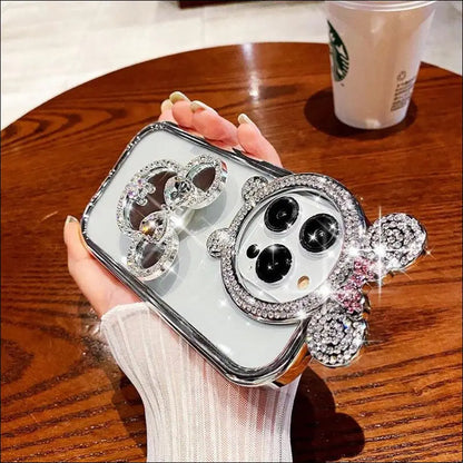 Cute Soft Cover Phone Case for iPhone 16 15 Pro Max with Cartoon Stand Holder 14 13 Camera Protection - Cases