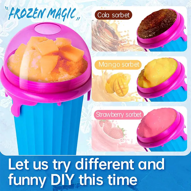 500ml Large Capacity Slushy Cup Summer Squeeze Homemade Juice Water Bottle Quick-Frozen Smoothie Sand Pinch Fast