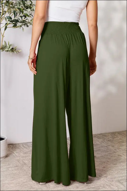 Double Take Full Size Smocked Wide Waistband Leg Pants