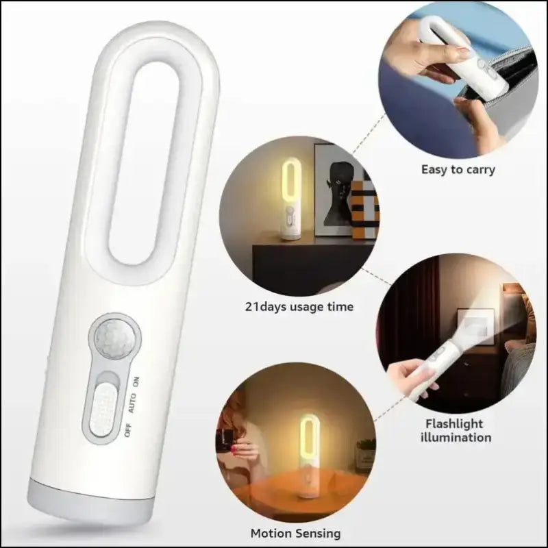 Dusk to Dawn Sensor Flashlight 2-in-1 LED Table Lamp - Portable Nightlight for Nursery Sleeping Light & Versatile