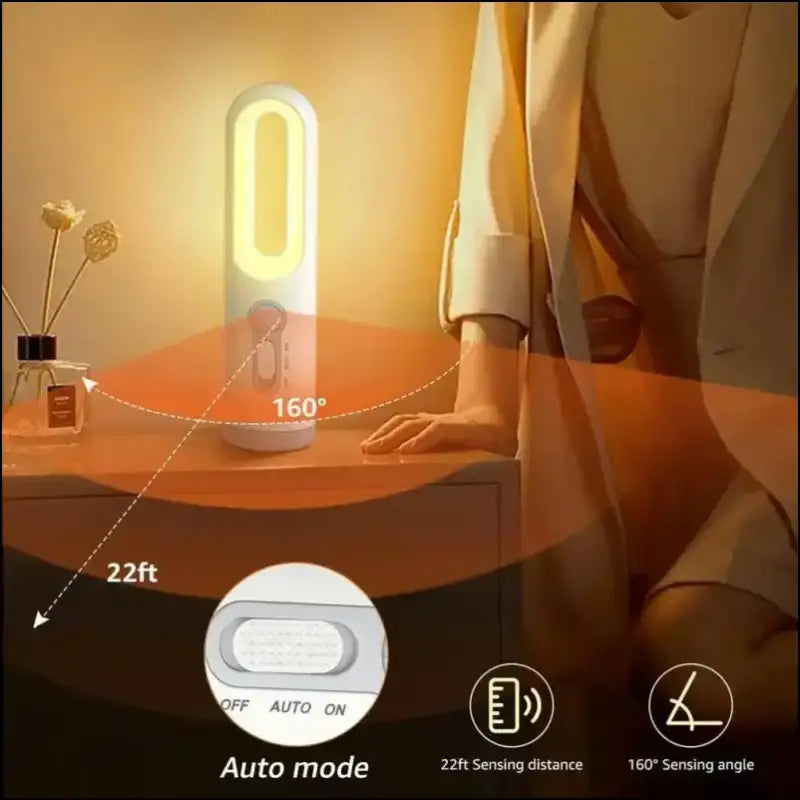 Dusk to Dawn Sensor Flashlight 2-in-1 LED Table Lamp - Portable Nightlight for Nursery Sleeping Light & Versatile
