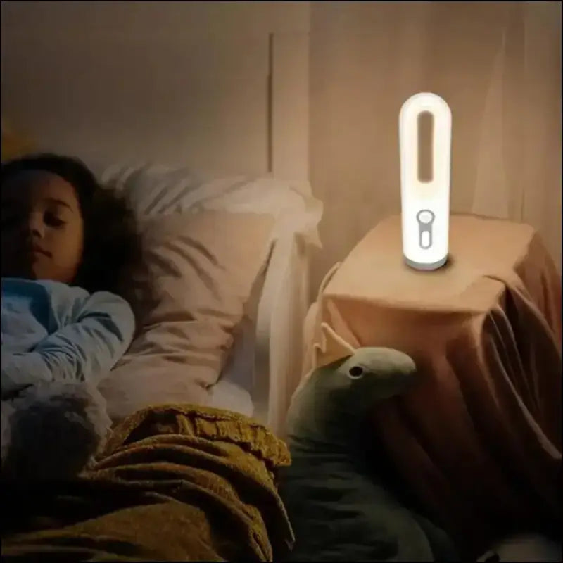 Dusk to Dawn Sensor Flashlight 2-in-1 LED Table Lamp - Portable Nightlight for Nursery Sleeping Light & Versatile