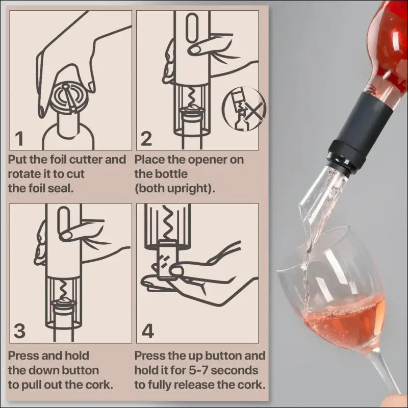 Electric Wine Bottle Opener – Rechargeable Automatic Corkscrew for Red One-Click Button Tool