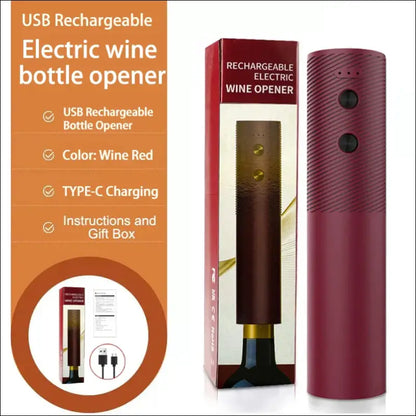 Electric Wine Bottle Opener – Rechargeable Automatic Corkscrew for Red One-Click Button Tool