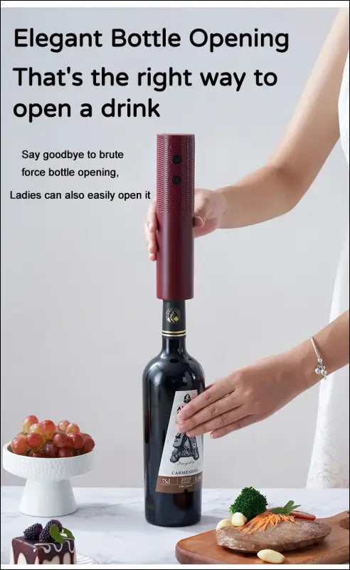 Electric Wine Bottle Opener – Rechargeable Automatic Corkscrew for Red One-Click Button Tool