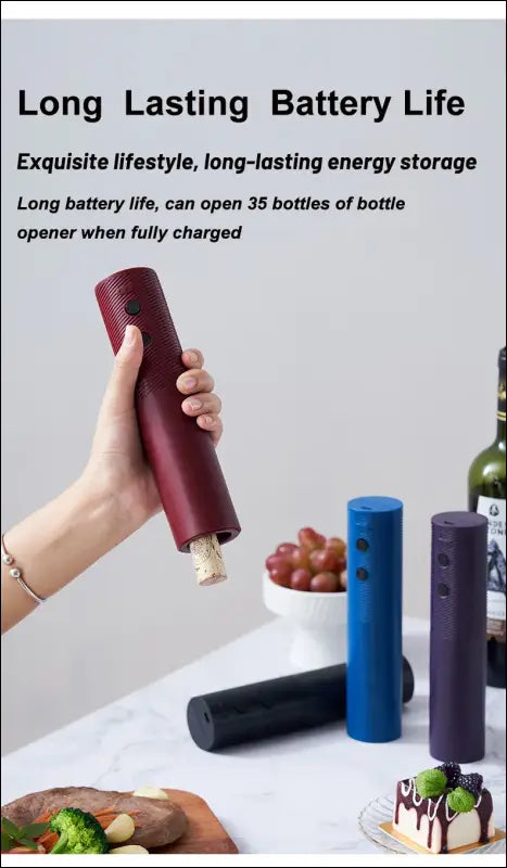 Electric Wine Bottle Opener – Rechargeable Automatic Corkscrew for Red One-Click Button Tool