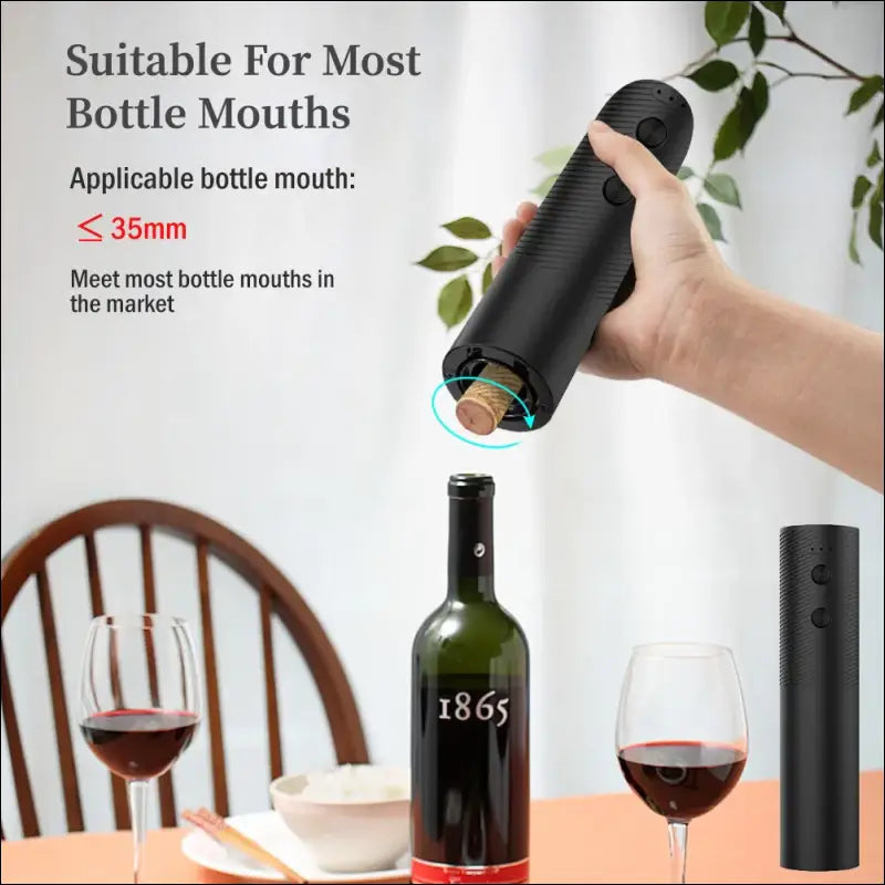 Electric Wine Bottle Opener – Rechargeable Automatic Corkscrew for Red One-Click Button Tool