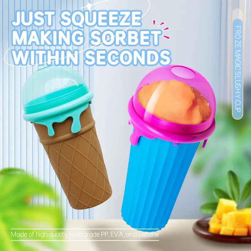 500ml Large Capacity Slushy Cup Summer Squeeze Homemade Juice Water Bottle Quick-Frozen Smoothie Sand Pinch Fast