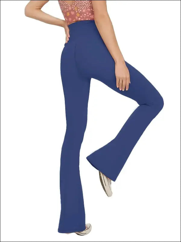 ’Flared Leggings Crossover Yoga Pants for Women - High Waist Tummy Control Wide Leg Fitness Pants’ - Women’s