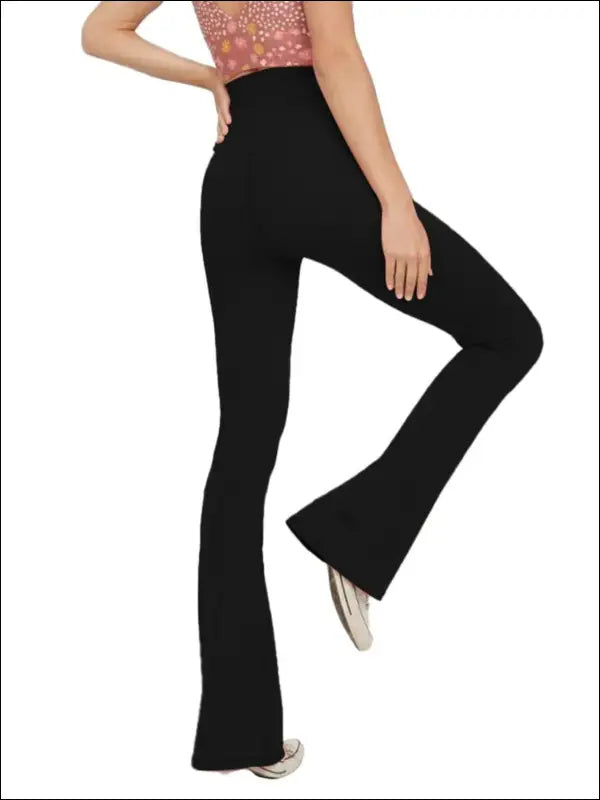 ’Flared Leggings Crossover Yoga Pants for Women - High Waist Tummy Control Wide Leg Fitness Pants’ - Women’s